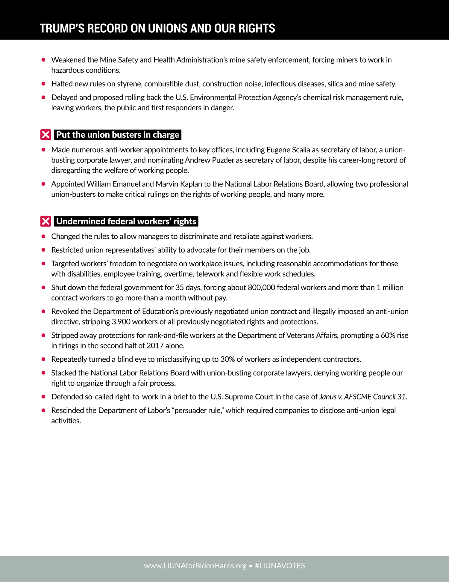 Trump s record on unions and our rights chicago laborers district council